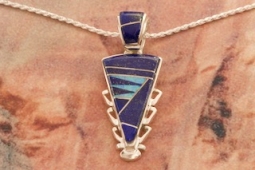 Calvin Begay New Design Genuine Blue Lapis Sterling Silver Pendant